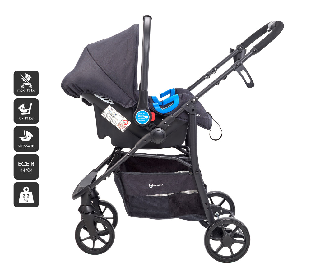 Carrinho De Bebé 3 In 1 babyGO Style Rosa