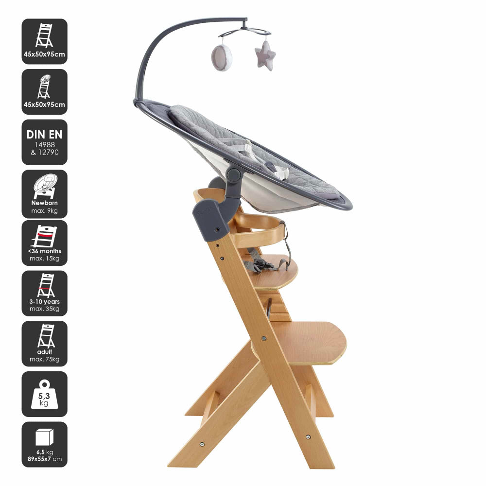 Espreguiçadeira babyGO Newborn Family-Set Grey/ Natur