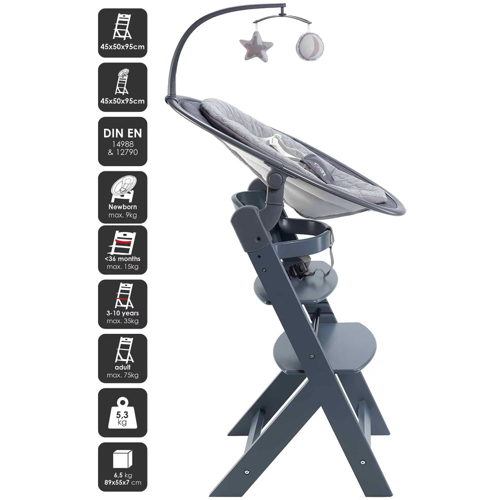 Espreguiçadeira babyGO Newborn Family-Set Grey/ Grey