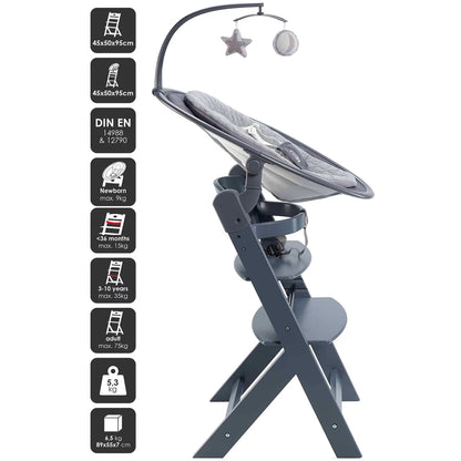 Espreguiçadeira babyGO Newborn Family-Set Grey/ Grey