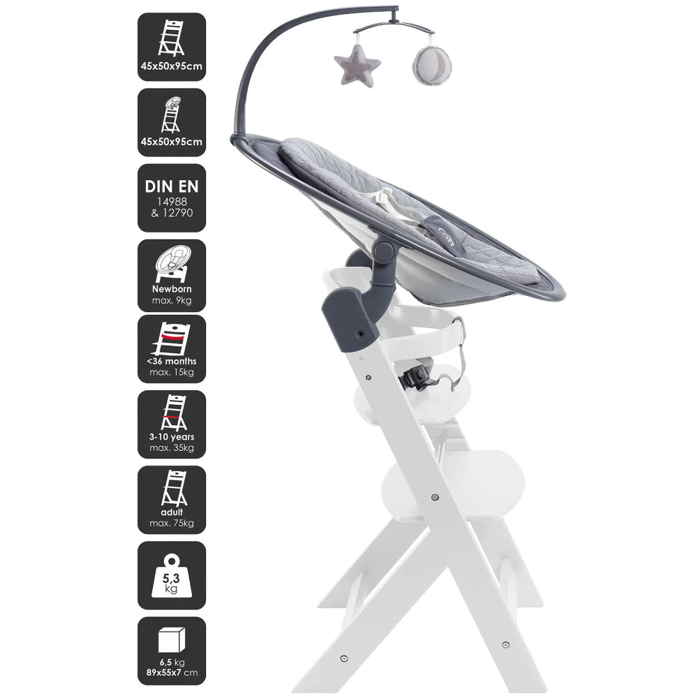 Espreguiçadeira babyGO Newborn Family-Set Grey/ White