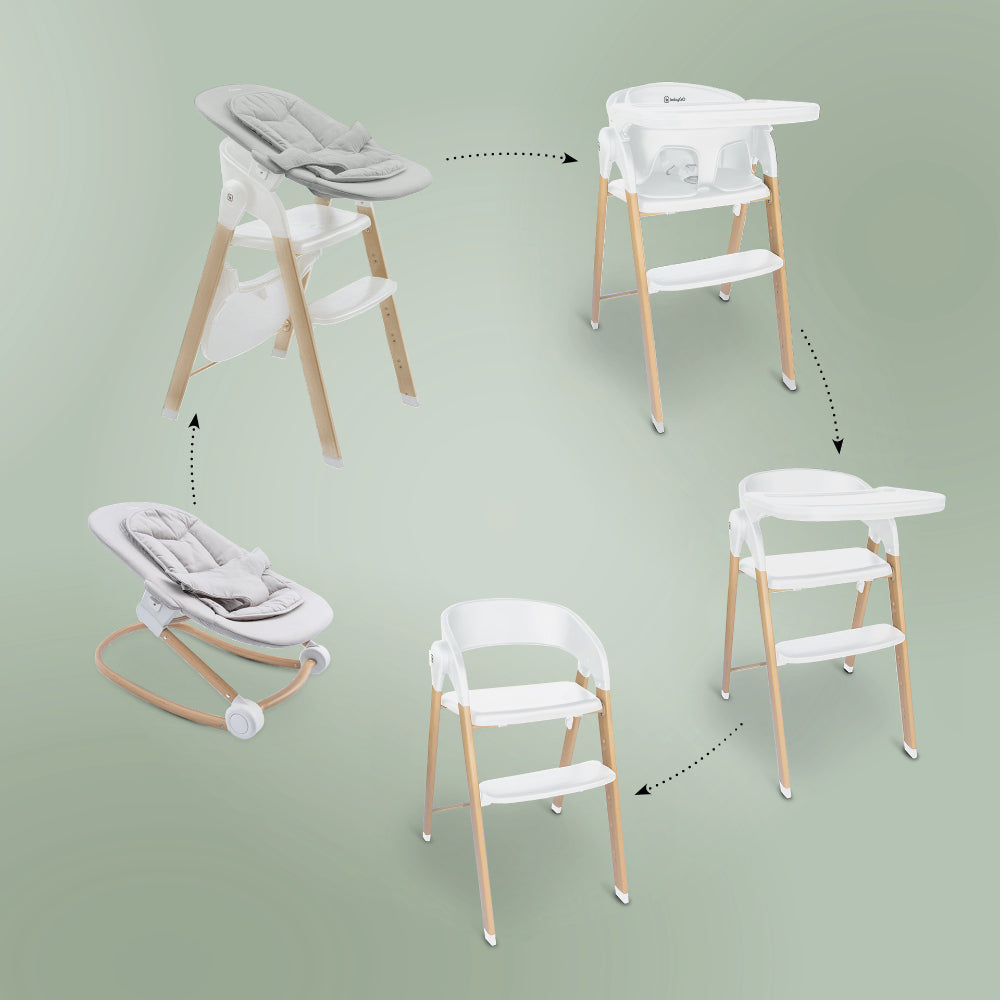 Cadeira Da Papa multifunções babyGO Levels Newborn White - 
com espreguiçadeira