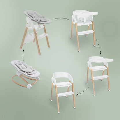 Cadeira Da Papa multifunções babyGO Levels Newborn White - 
com espreguiçadeira