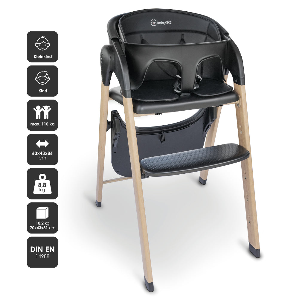 Cadeira Da Papa multifunções babyGO Levels Newborn Black - 
com espreguiçadeira