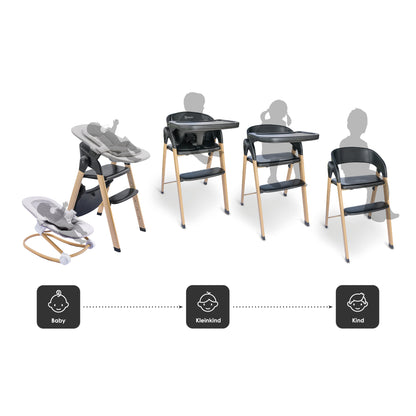 Cadeira Da Papa multifunções babyGO Levels Newborn Black - 
com espreguiçadeira