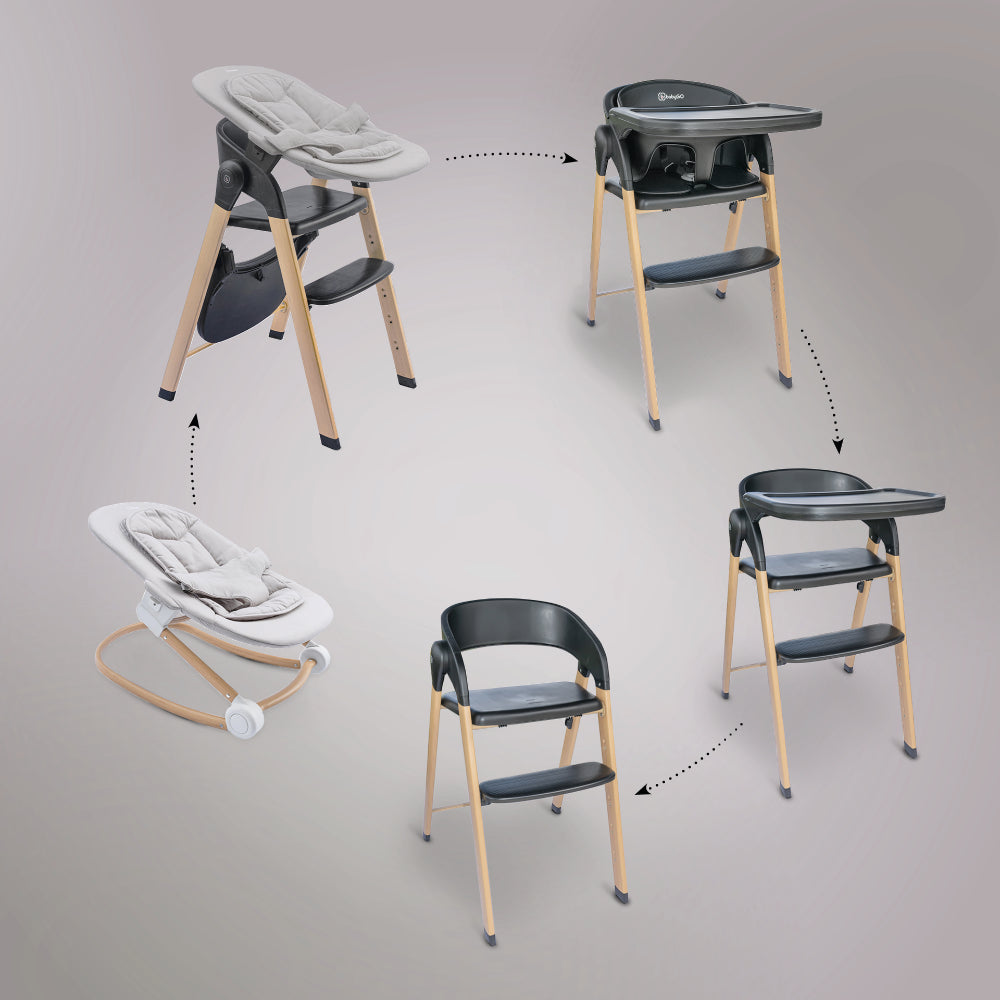 Cadeira Da Papa multifunções babyGO Levels Newborn Black - 
com espreguiçadeira