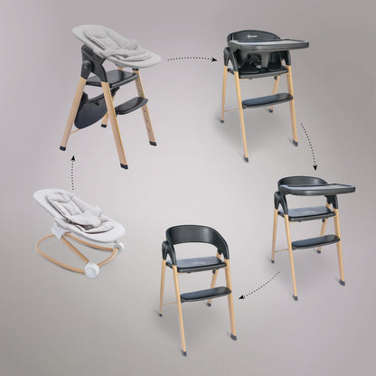 Cadeira Da Papa multifunções babyGO Levels Newborn Black - 
com espreguiçadeira