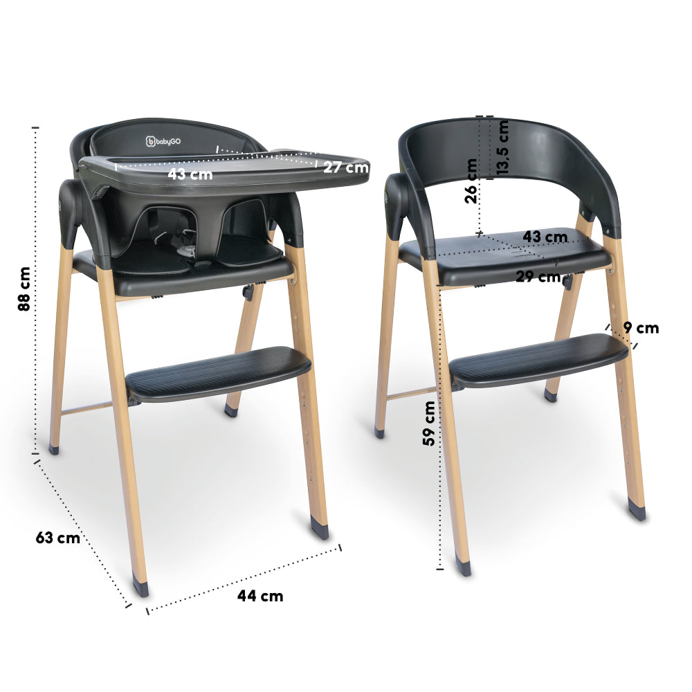 Cadeira Da Papa multifunções babyGO Levels Newborn Black - 
com espreguiçadeira