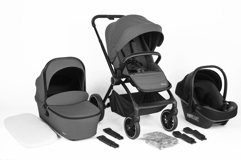 Carrinho De Bebé 3 In 1 com cadeira auto babyGO Harmony Grey