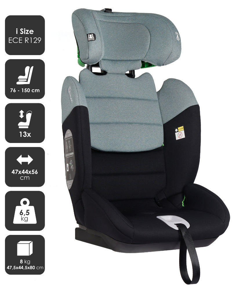 Cadeira Auto I-size 76-150 cm babyGO Lumo Green