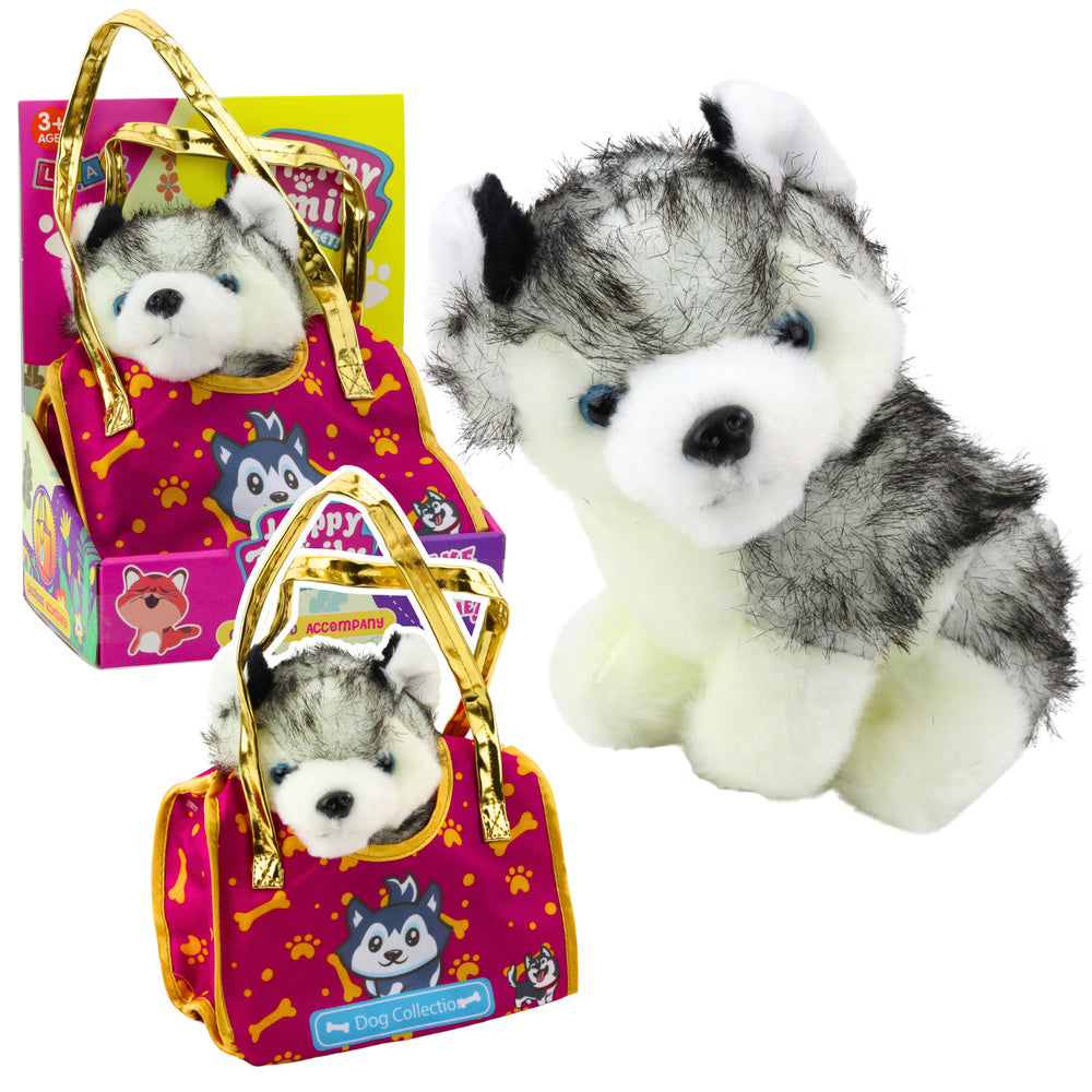 Peluche Husky na Mala Branco Cinzento