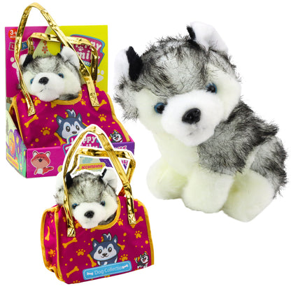 Peluche Husky na Mala Branco Cinzento