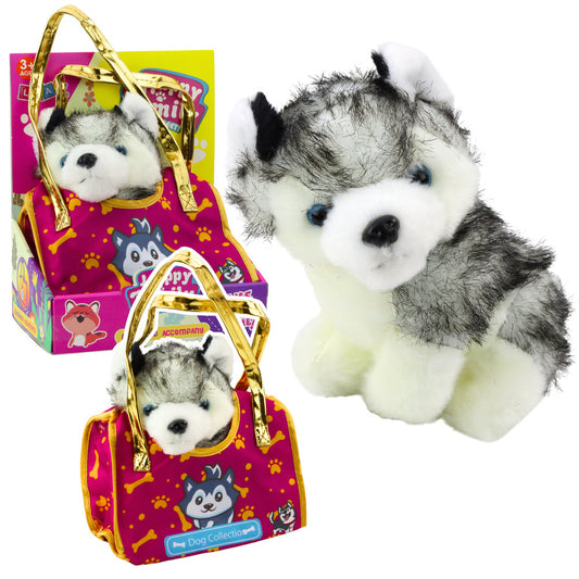 Peluche Husky na Mala Branco Cinzento