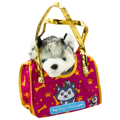 Peluche Husky na Mala Branco Cinzento