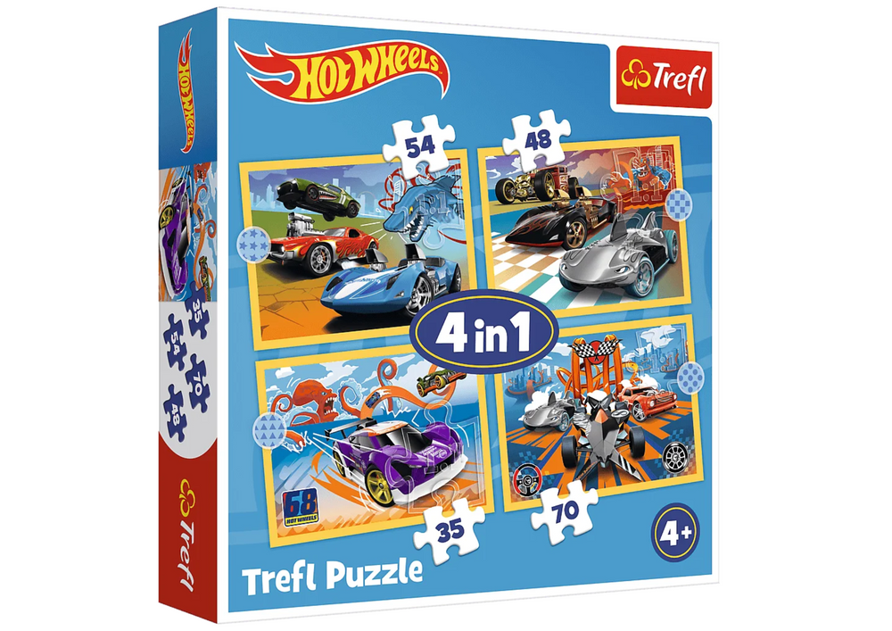 Puzzle 4 em 1 Veículos Hot Wheels