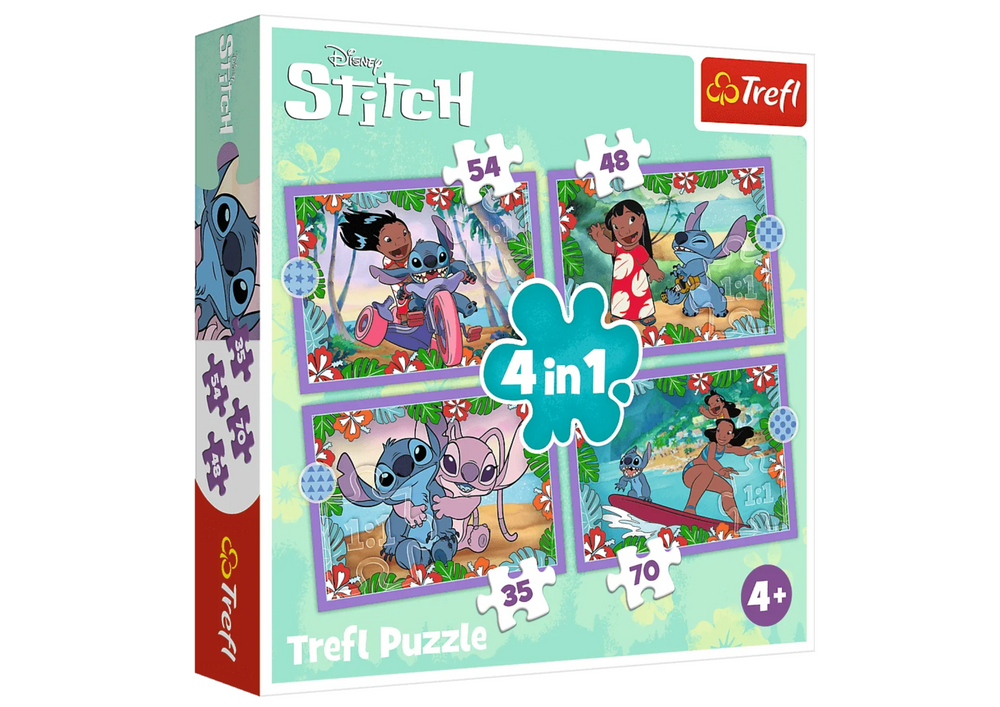 Puzzle 4 em 1 Dia Louco Lilo e Stitch