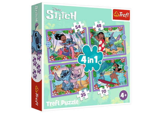 Puzzle 4 em 1 Dia Louco Lilo e Stitch
