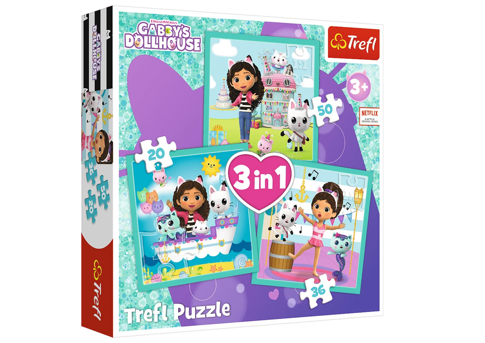 Puzzle 3 em 1 Gabby's Dollhouse Atividades