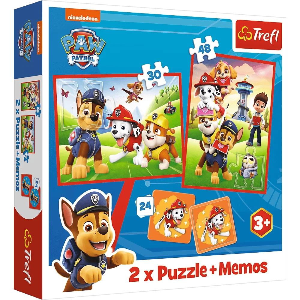 Puzzle + Memo 2 em 1 Patrulha Pata Equipa em Ação