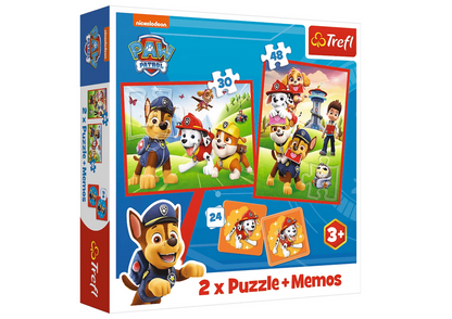 Puzzle + Memo 2 em 1 Patrulha Pata Equipa em Ação