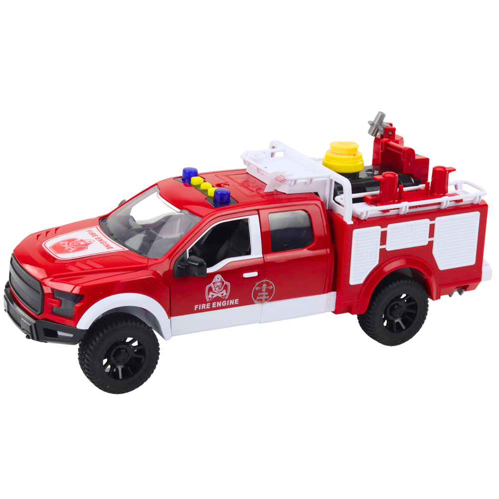 Camião de Bombeiros com Água Luzes e Sons Branco Vermelho 1:12