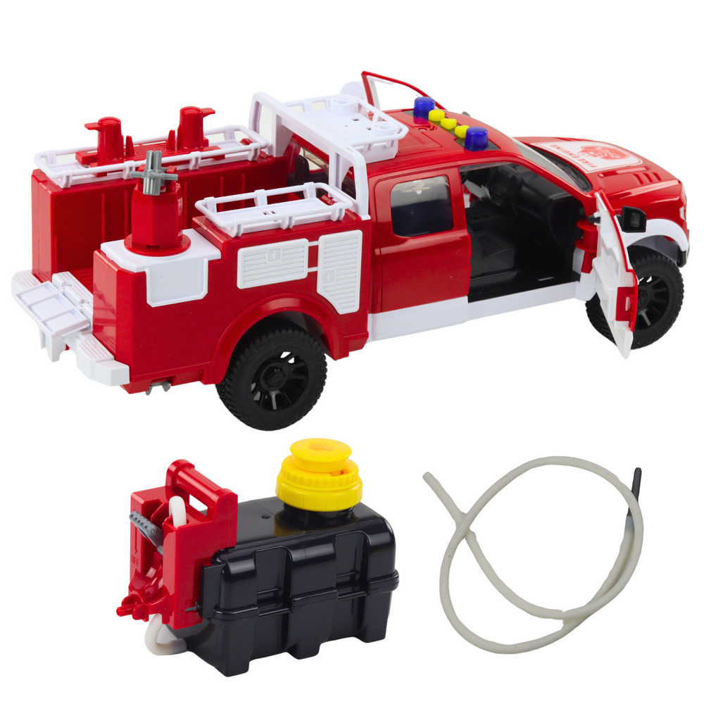 Camião de Bombeiros com Água Luzes e Sons Branco Vermelho 1:12