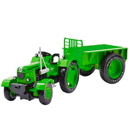 Trator Agrícola Metálico com Reboque Verde 1:18