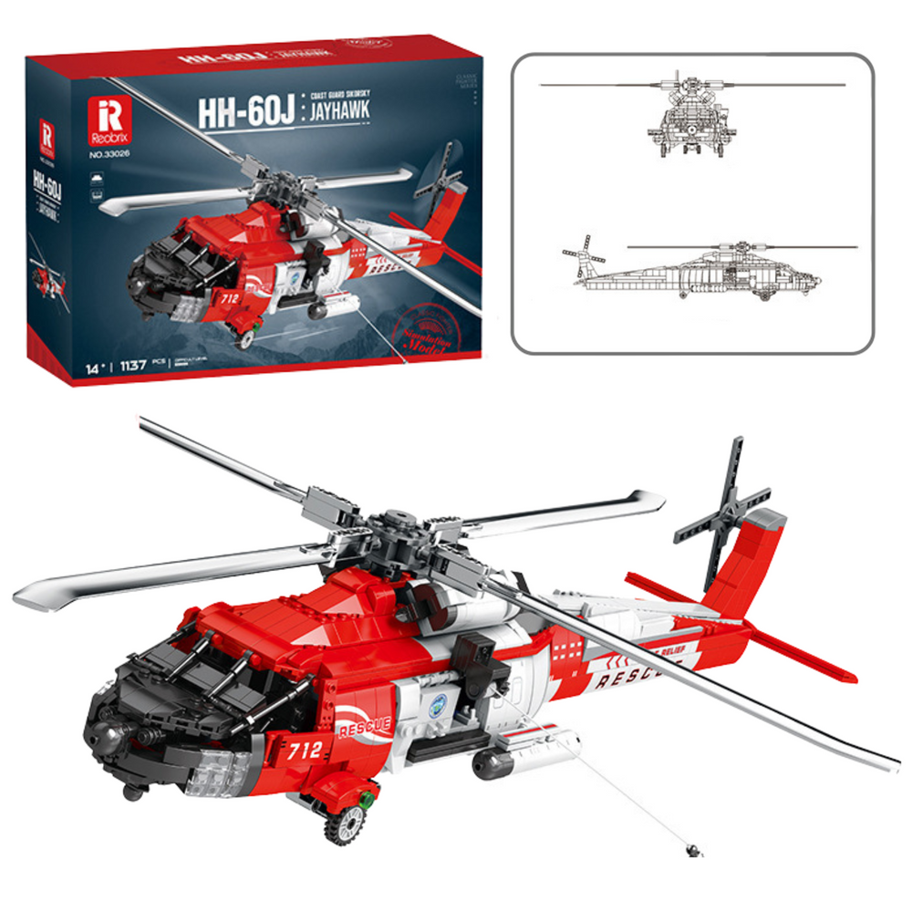 Blocos Construção Helicóptero Resgate HH-60J 1137 Peças