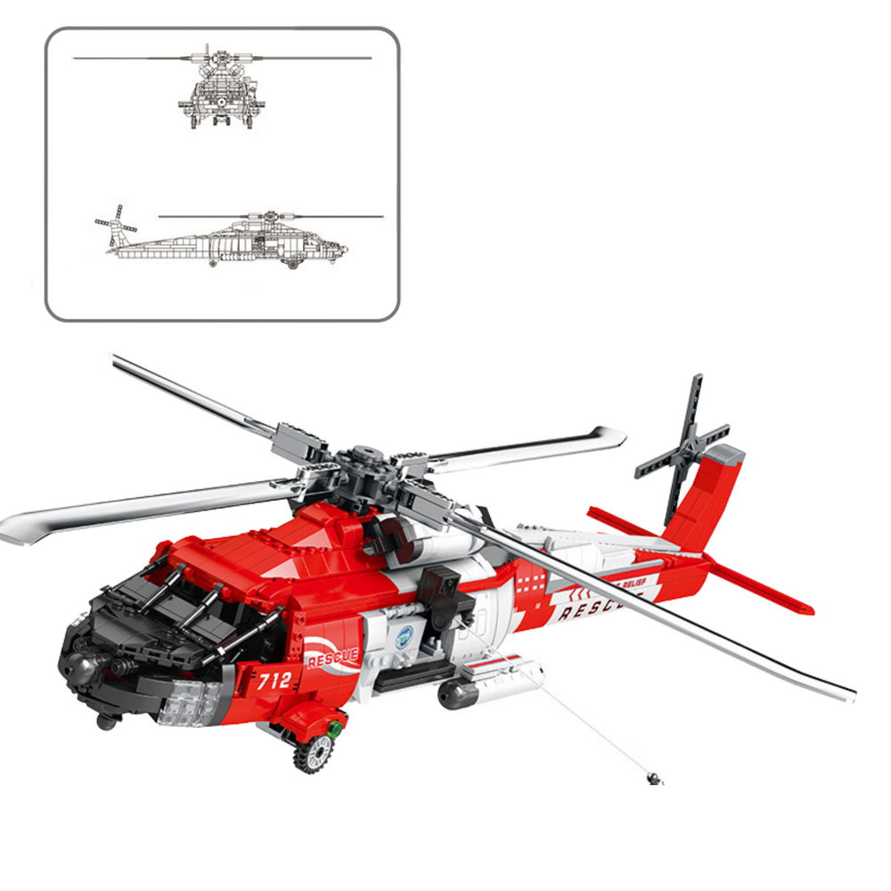 Blocos Construção Helicóptero Resgate HH-60J 1137 Peças