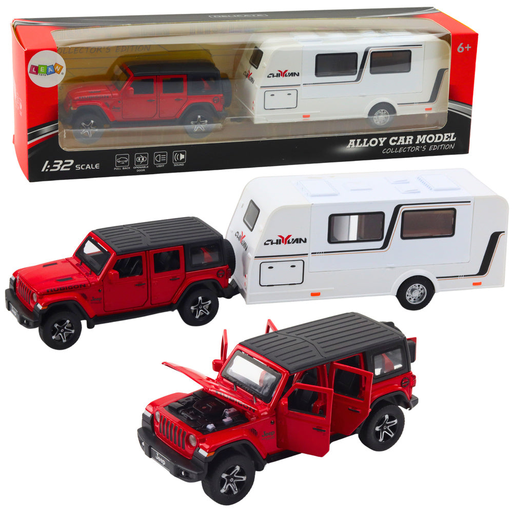 Conjunto Carrinha Off-road Metal Luzes Vermelho 1:32