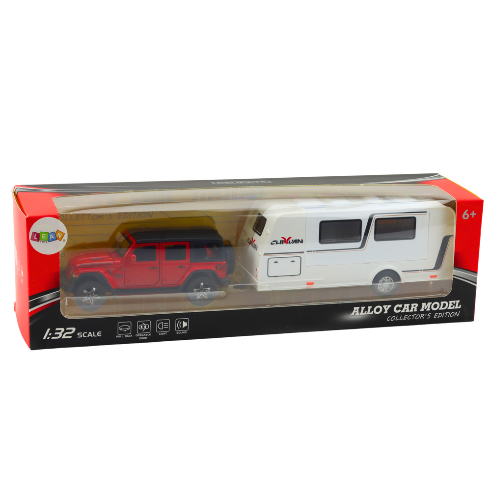 Conjunto Carrinha Off-road Metal Luzes Vermelho 1:32