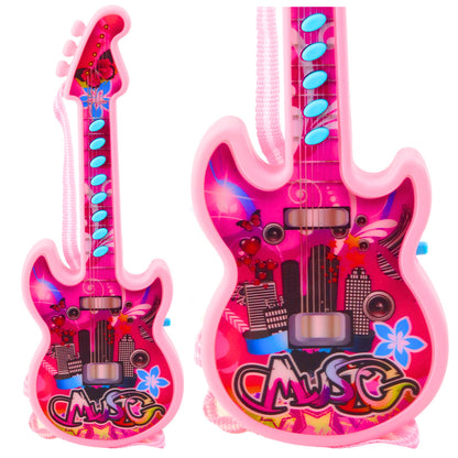 Guitarra Elétrica Infantil Rosa 29cm