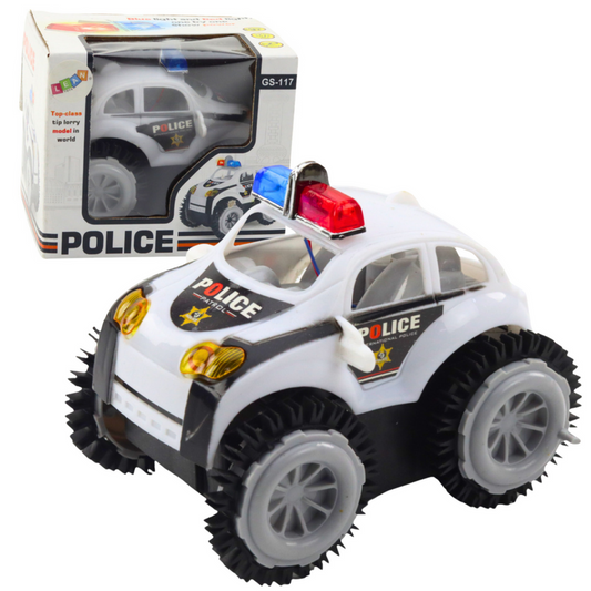 Carro Polícia Sensor Obstáculos 360° Luzes Sons Branco