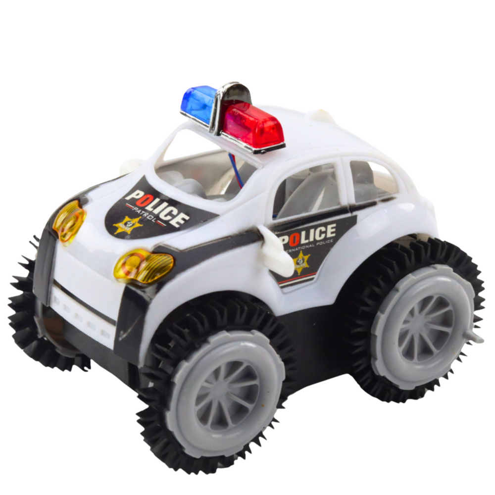 Carro Polícia Sensor Obstáculos 360° Luzes Sons Branco