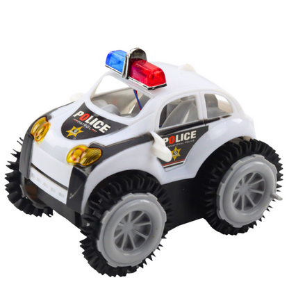 Carro Polícia Sensor Obstáculos 360° Luzes Sons Branco