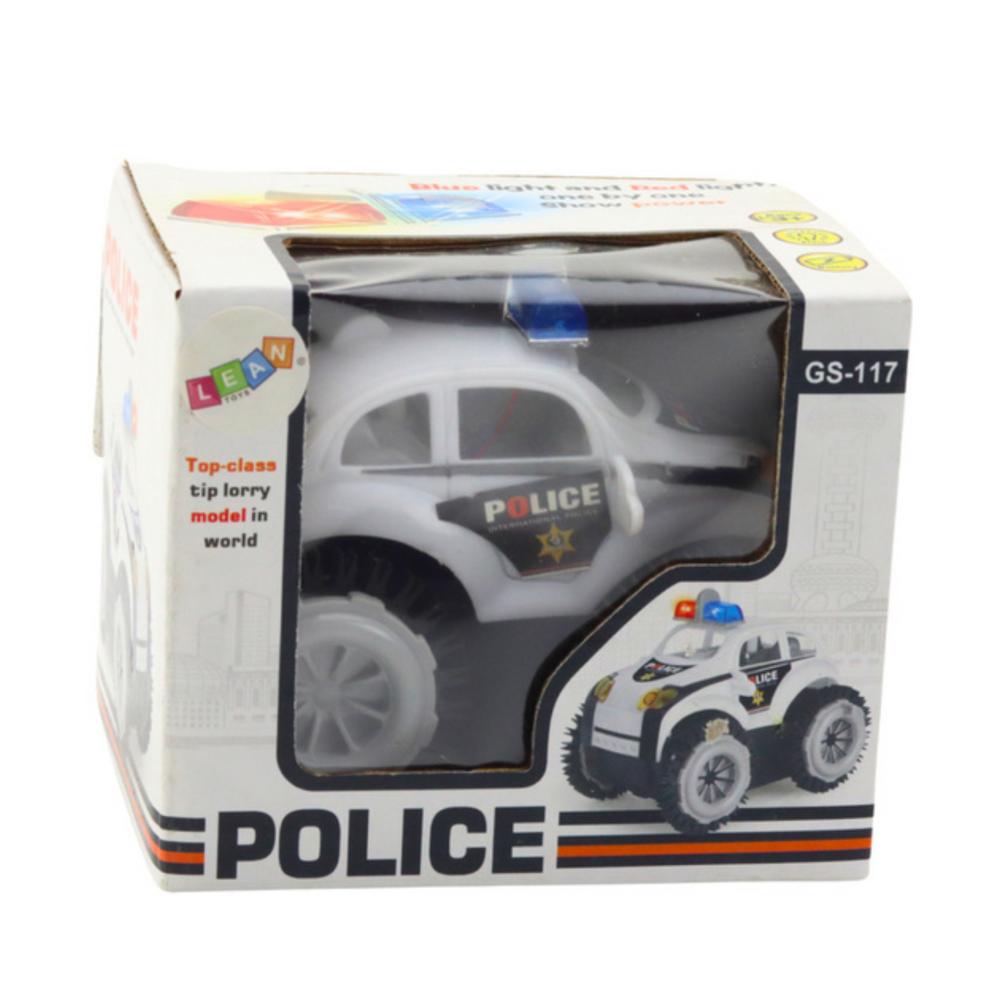 Carro Polícia Sensor Obstáculos 360° Luzes Sons Branco
