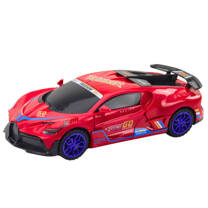 Carro Desportivo Sensor Obstáculos Bola LED Rotação 360° Luzes Sons Vermelho