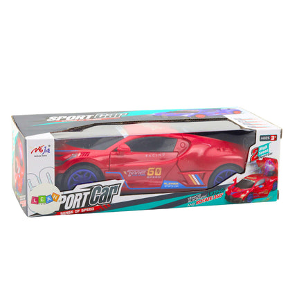 Carro Desportivo Sensor Obstáculos Bola LED Rotação 360° Luzes Sons Vermelho