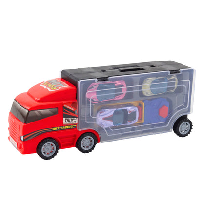 Camião Garagem com Lançador de Carros 3pcs Vermelho
