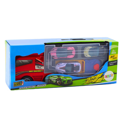 Camião Garagem com Lançador de Carros 3pcs Vermelho