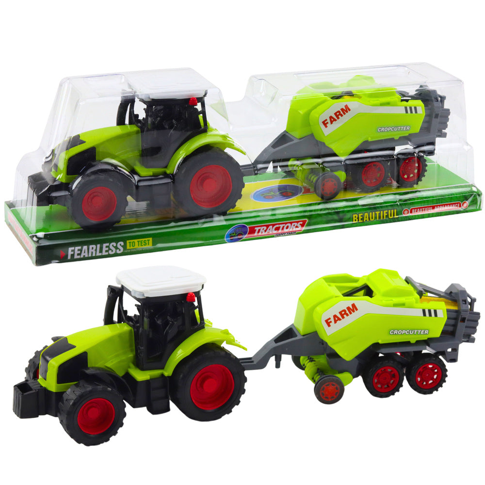 Conjunto Trator Agrícola com Enfardadeira Verde