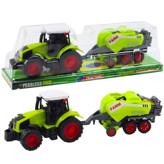 Conjunto Trator Agrícola com Enfardadeira Verde