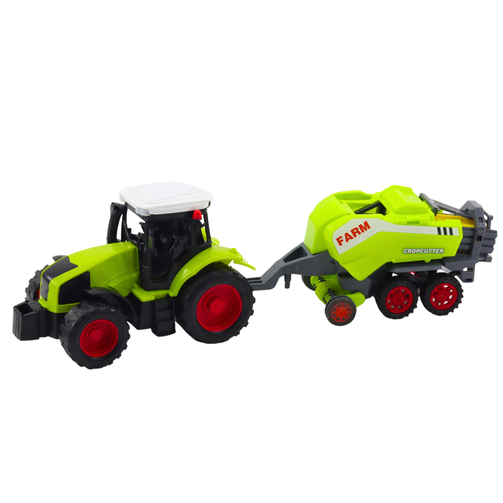 Conjunto Trator Agrícola com Enfardadeira Verde