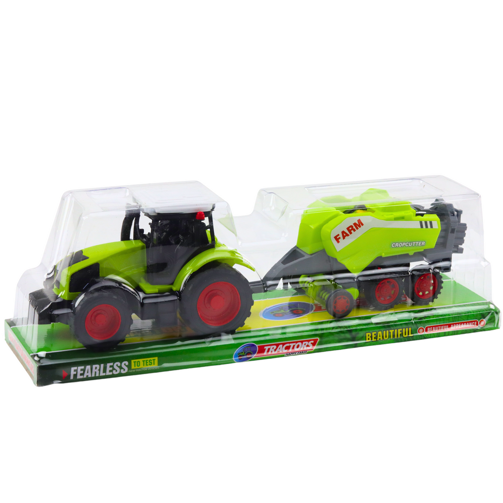 Conjunto Trator Agrícola com Enfardadeira Verde