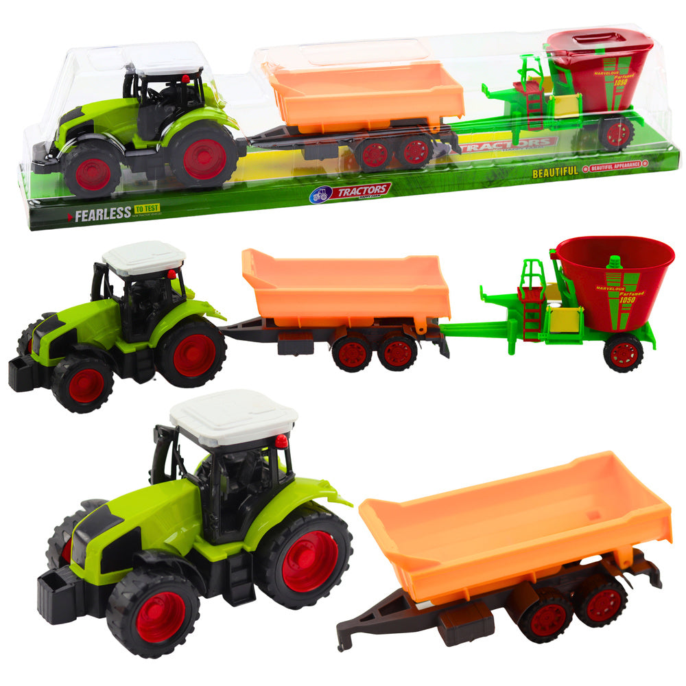 Conjunto Trator Agrícola com Reboque Basculante Verde