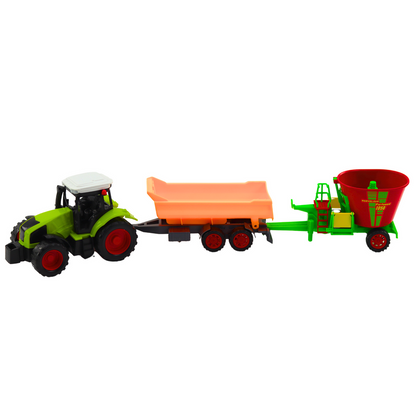 Conjunto Trator Agrícola com Reboque Basculante Verde