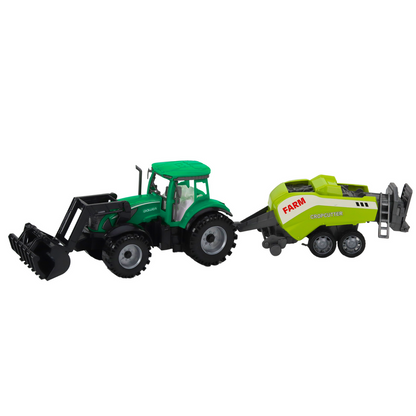 Conjunto Trator com Carregador e Enfardadeira Verde