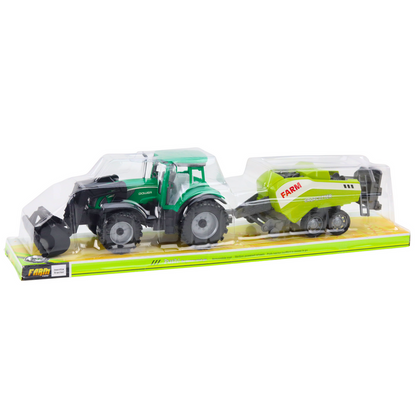 Conjunto Trator com Carregador e Enfardadeira Verde
