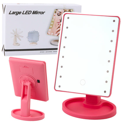 Espelho Maquilhagem LED 16 Luzes com Suporte Ajustável Rosa