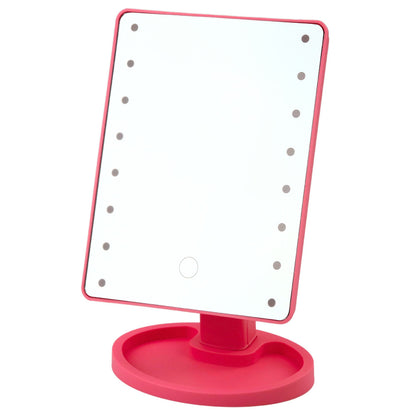 Espelho Maquilhagem LED 16 Luzes com Suporte Ajustável Rosa